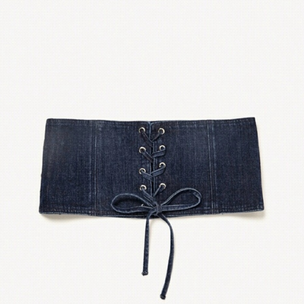 Zara Denim Jean Lace-Up Corset - Size 30